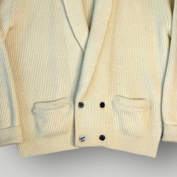 Claiborne Vintage 100% Wool Oversized Cardigan Sweater Shawl Women Size L Beige - Picture 4 of 12